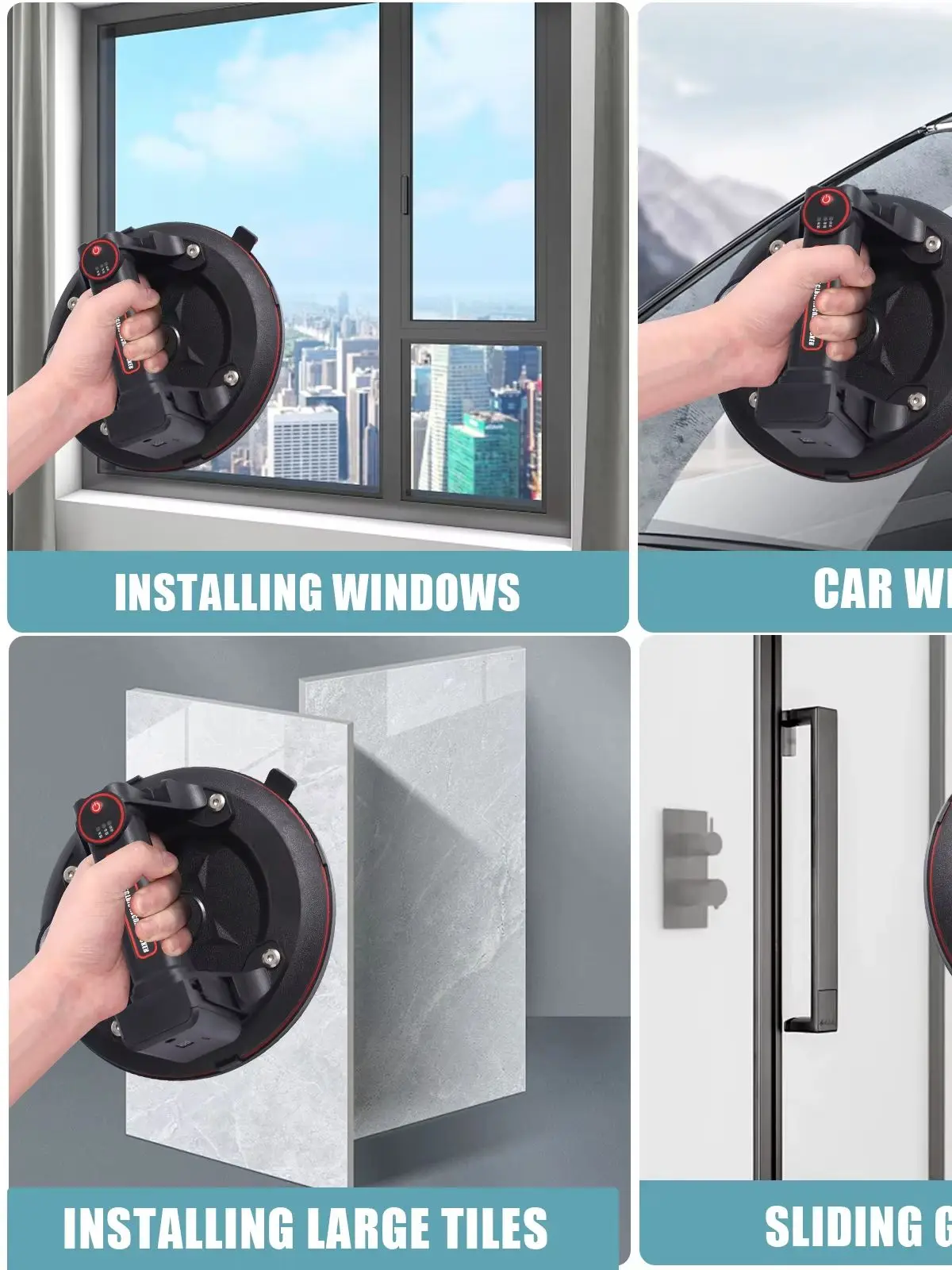 Lève-ventouse électrique sous vide de 8 pouces, capacité de charge de 200KG, lève-verre robuste à main, outils mobiles pour grands carreaux de granit