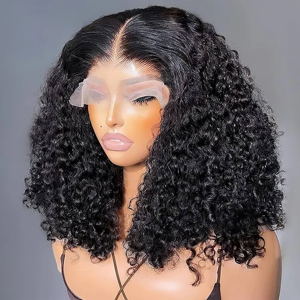 

Brazilian Deep Wave 13x4 Short Bob Wig For Women 250 Density Lace Frontal Human Hair Wig Pre plucked Natural Hair Curly Bob Wigs