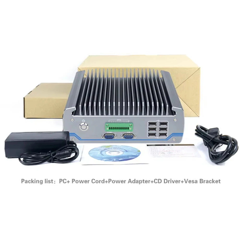 Computadora industrial sin ventilador Partaker I3 6100T I5 6500T I7 6700T con 2 Lan y 6 COM compatible con CAN Bus para uso médico y automatización