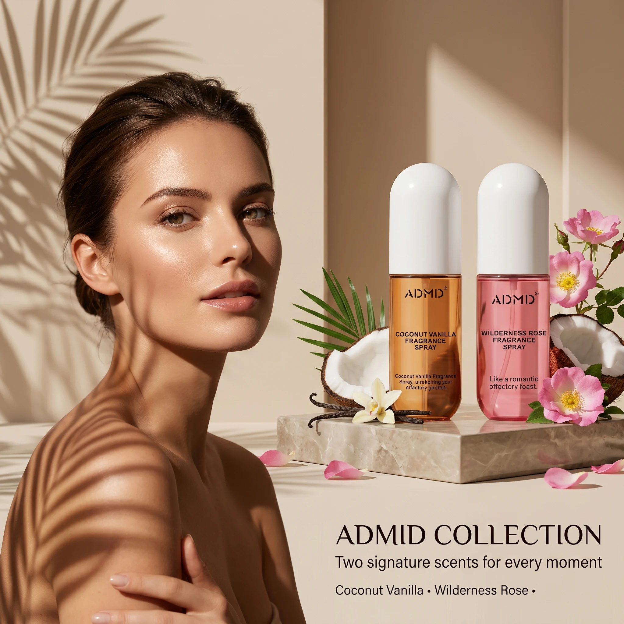 Coconut Rose Fragrance Perfume Body and Hair Dual Purpose Freshener Small and Portable Fragrance Spray with Long-Lasting Smell