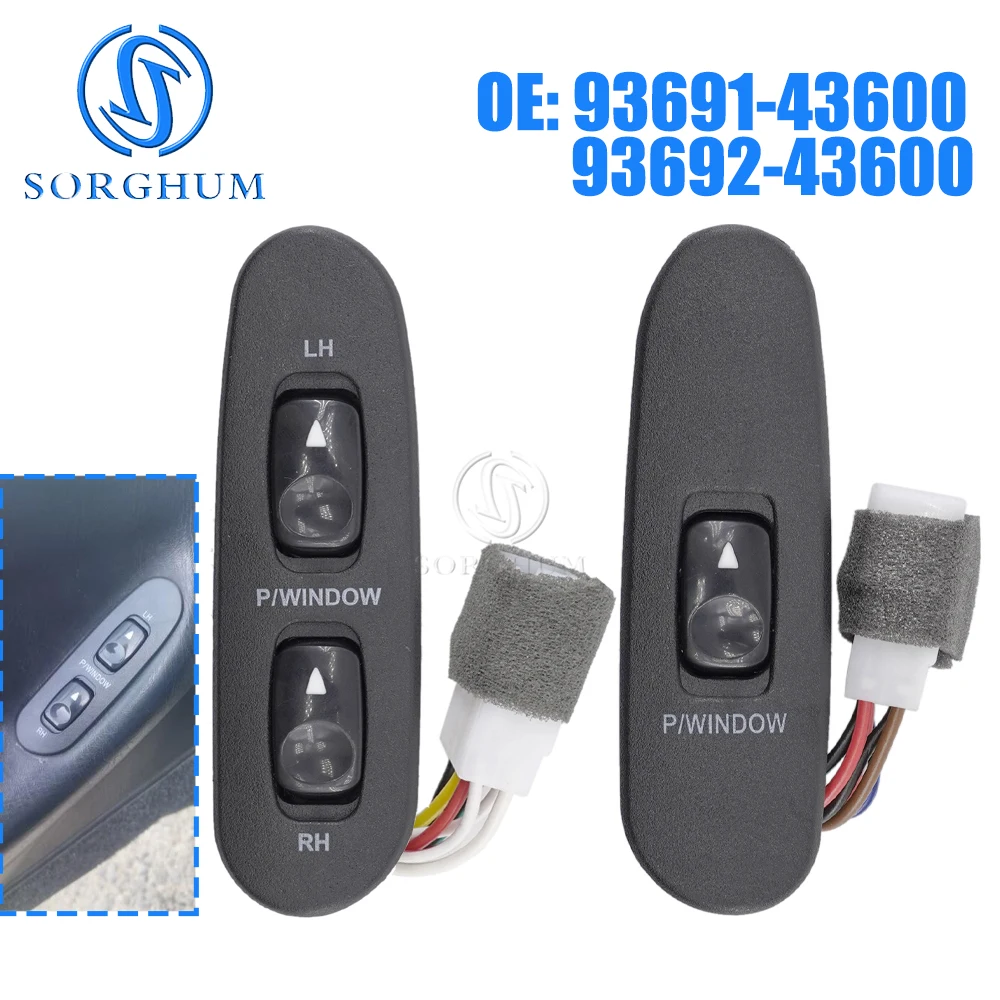 SORGHUM Przycisk podnośnika szyby przedniej lewej i prawej do Hyundai H100 Bus Kasten 1996-2001 93691-43600 93692-43600