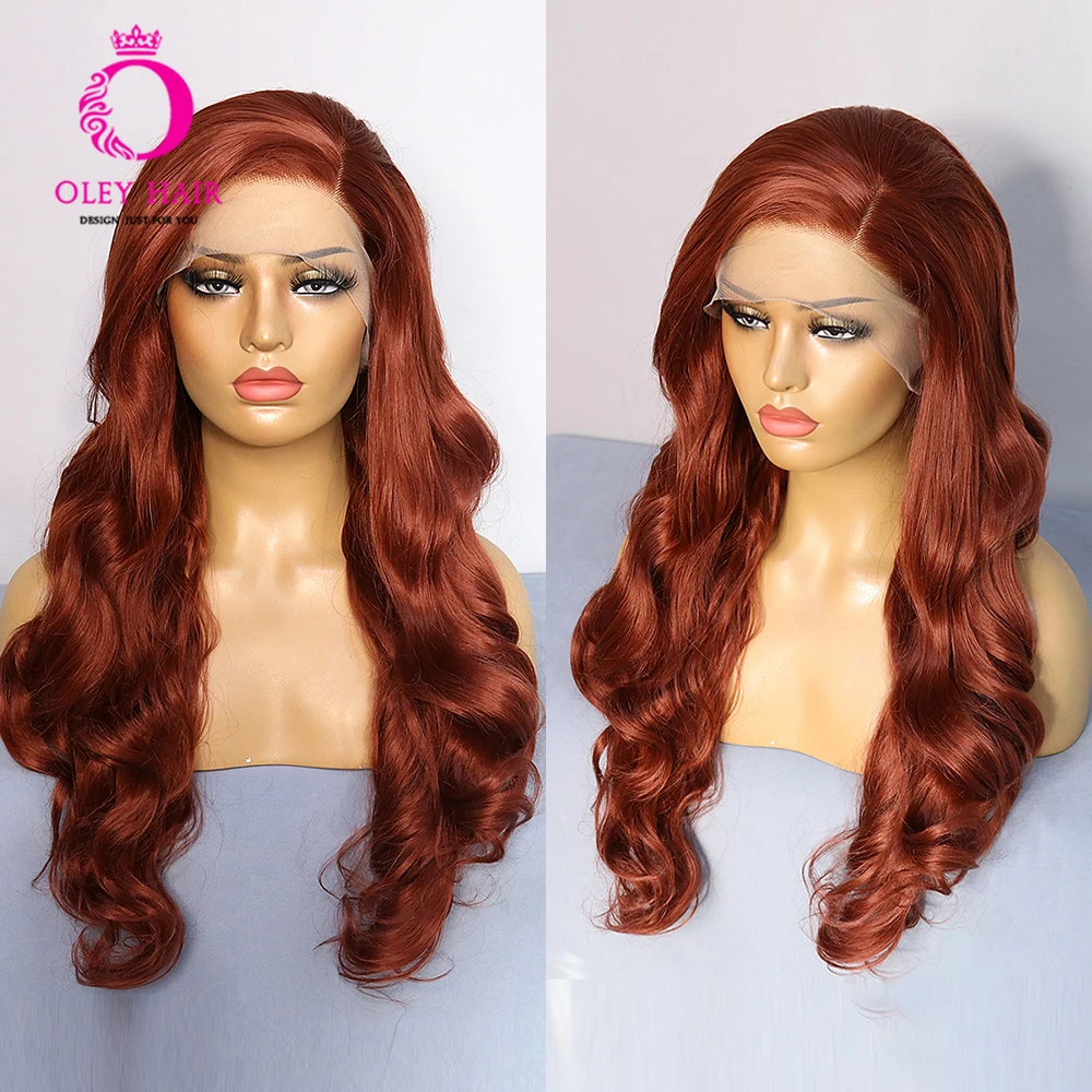 

Brown Colored Synthetic Heat Resistant 13x4 Lace Front Wig Body Wave Glueless Drag Queen Cosplay Wigs For Women Pre Plucked 180%