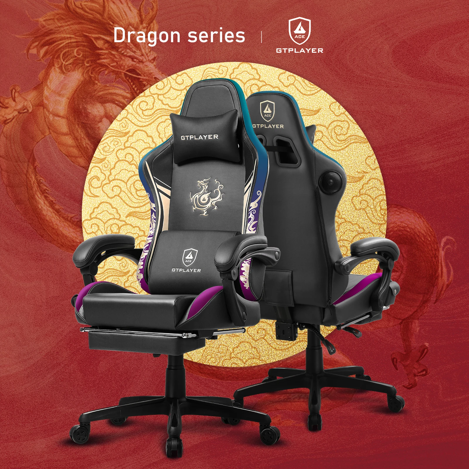 GTPLAYER Gaming Chair with Bluetooth Speakers and Footrest, Ergonomic Computer Chair Heavy Duty High Back