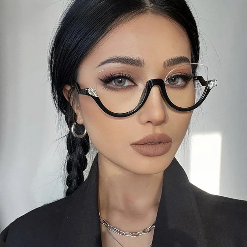 Vintage Sexy Cat Eye Glasses Frame Women Classic Half Frame Crystal Computer Clear Lens Spectacle Female Elegant Eyeglass Frame — zdjęcie 2