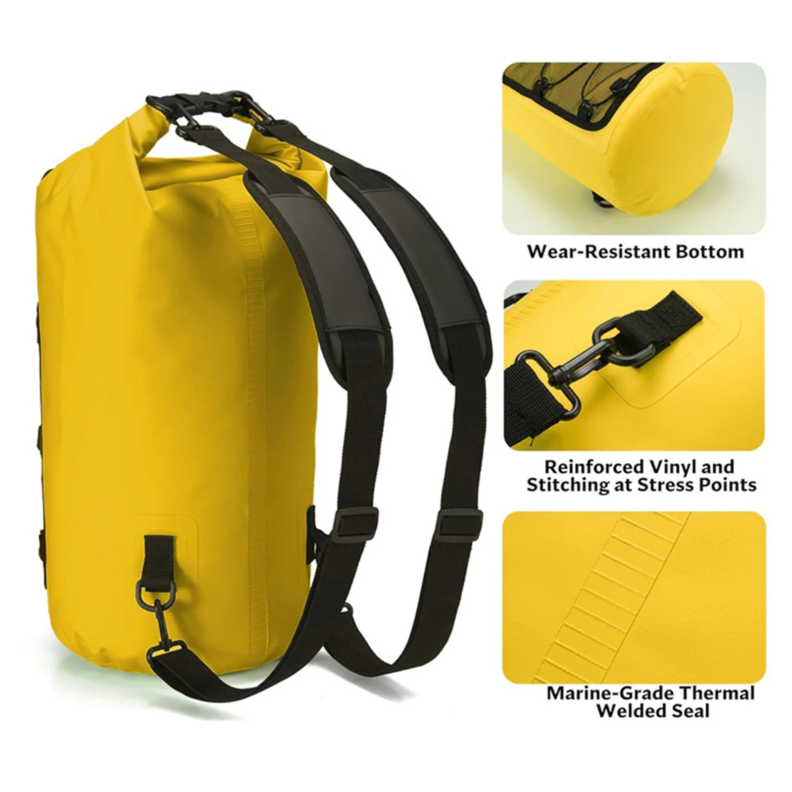 حقيبة شاطئ ذات سعة كبيرة 10/20/30 لتر، حقيبة مقاومة للماء للاستخدام الخارجي، حقيبة شبكية لتتبع نهر السباحة، حقيبة ظهر جافة للسباحة من مادة PVC #5