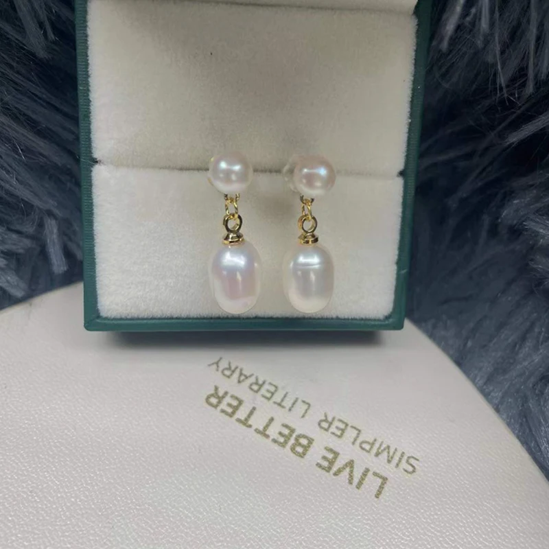 Classic 6-7mm 8-9mm Princess AAA Akoya White Real Stud Dangle Drop Pearl Earrings For Women Free Shipping At Daily