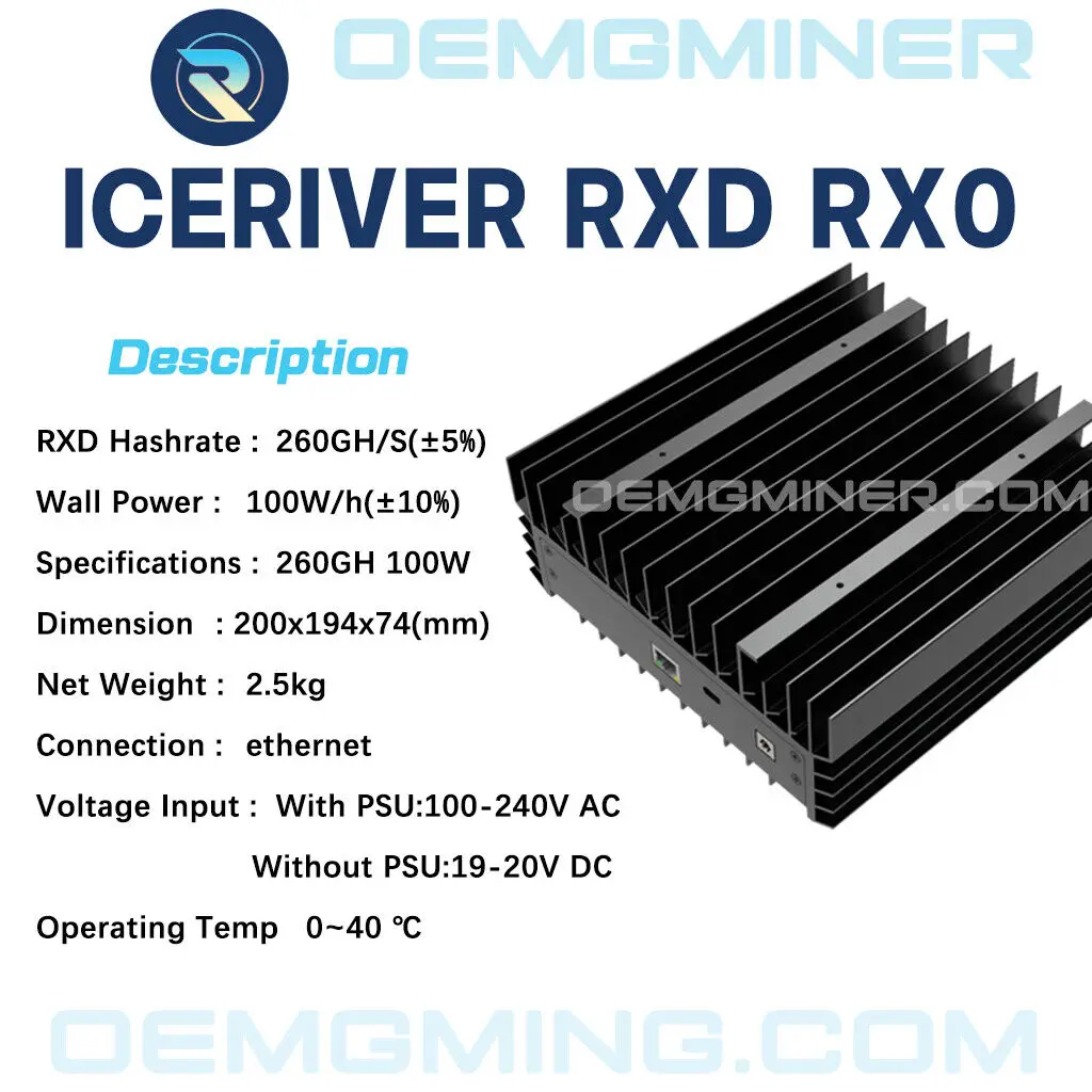 so  IceRiver RXD RX0 260G 100W Radiant ASIC Miner with PSU