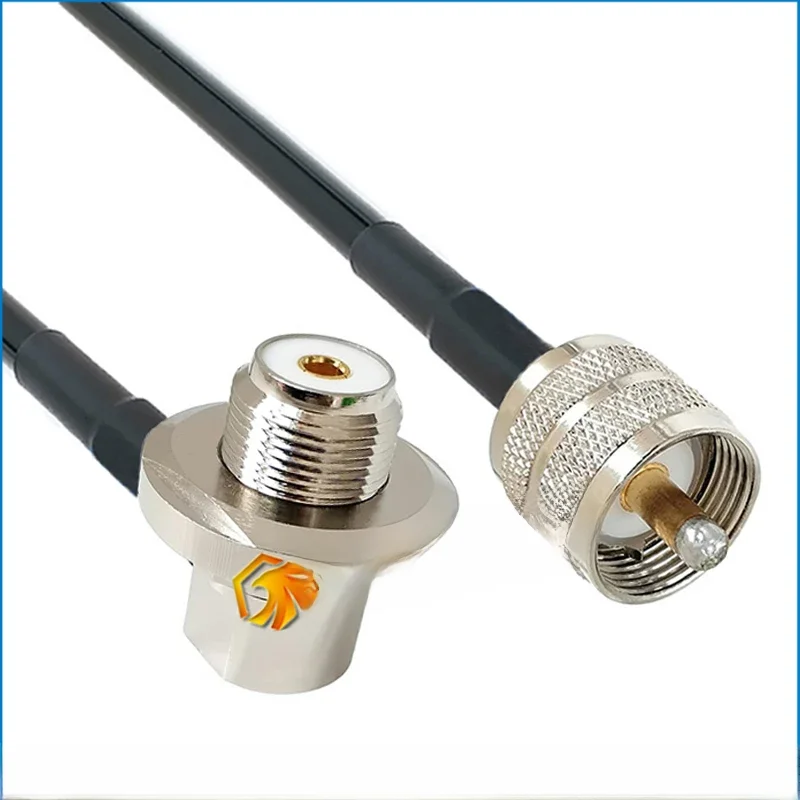 SL16 UHF męskie do żeńskiego UHF podkładka nakrętki kąt prosty 90 stopni złącze kabel ze zworką RG-58 RG58 3D-FB przedłużyć kabel PL259 SO239 — zdjęcie 2