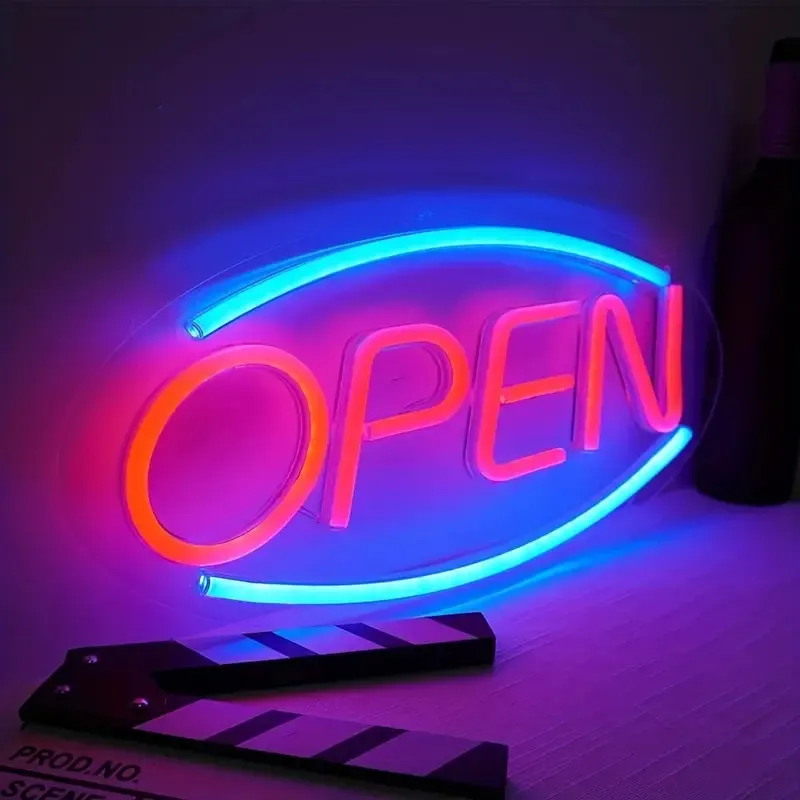 Znak OPEN Neon LED, neonowy znak USB, wystrój ściany sypialni, niebieskie i czerwone, niestandardowe oświetlenie znak biznesowy, wystrój okna drzwi