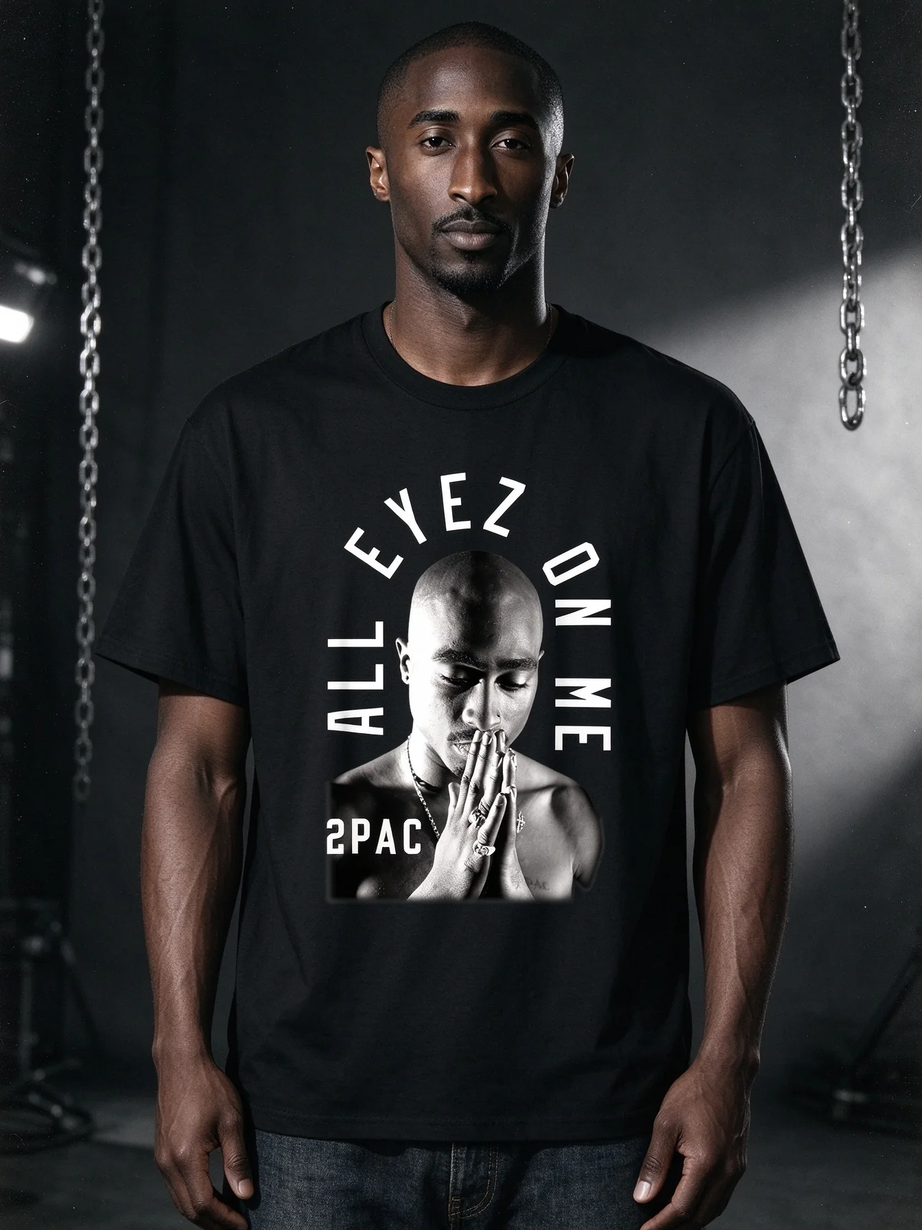 Unisex Tupac Shakur Me Against the World Classic Fit T-Shirt - Black, Cotton, Polyester, Short Sleeve