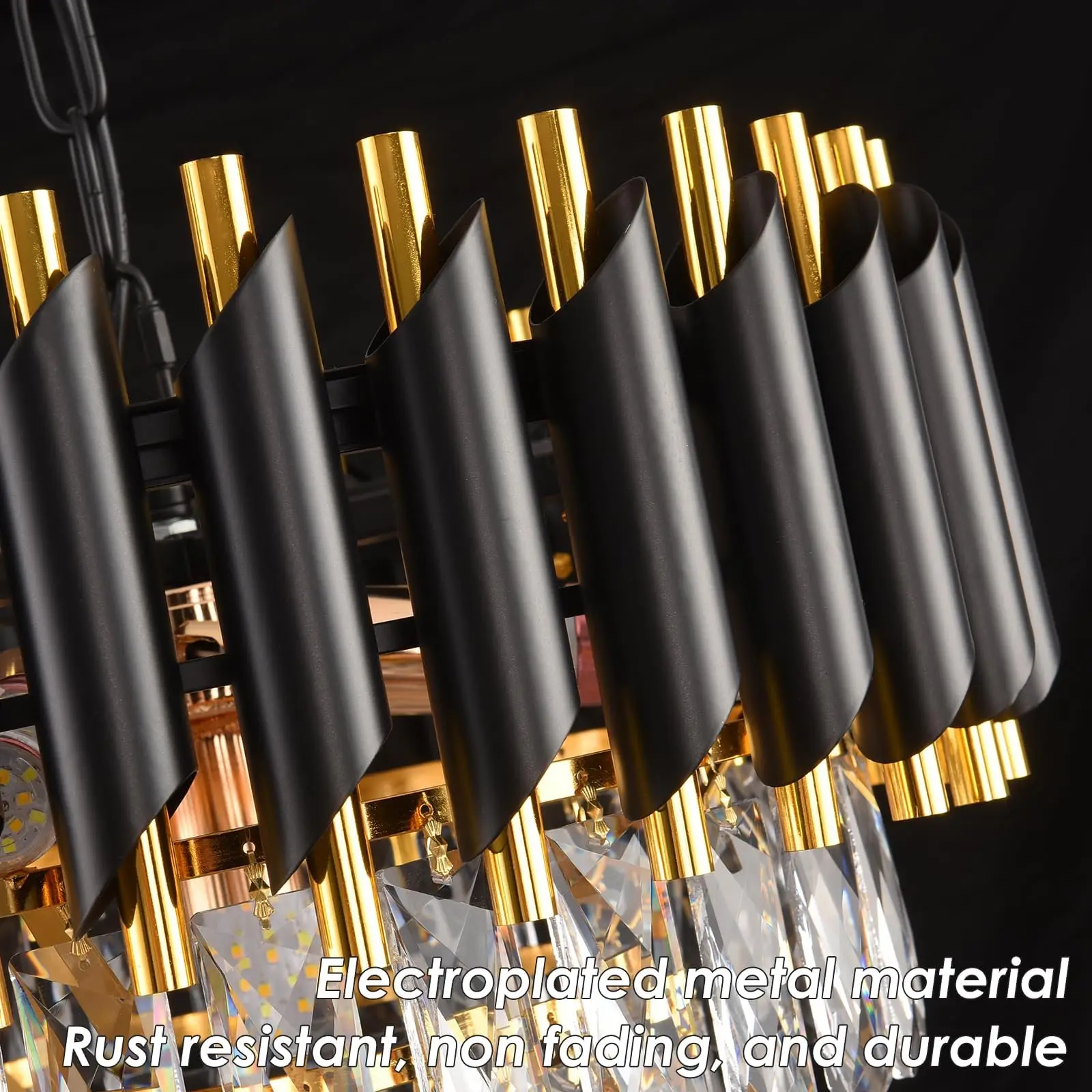 الأسود والذهب كريستال الثريا قلادة تركيب المصابيح فلوش جبل إضاءة السقف 3 طبقات الثريات البلورية/ النجف الكريستالي الحديثة #5