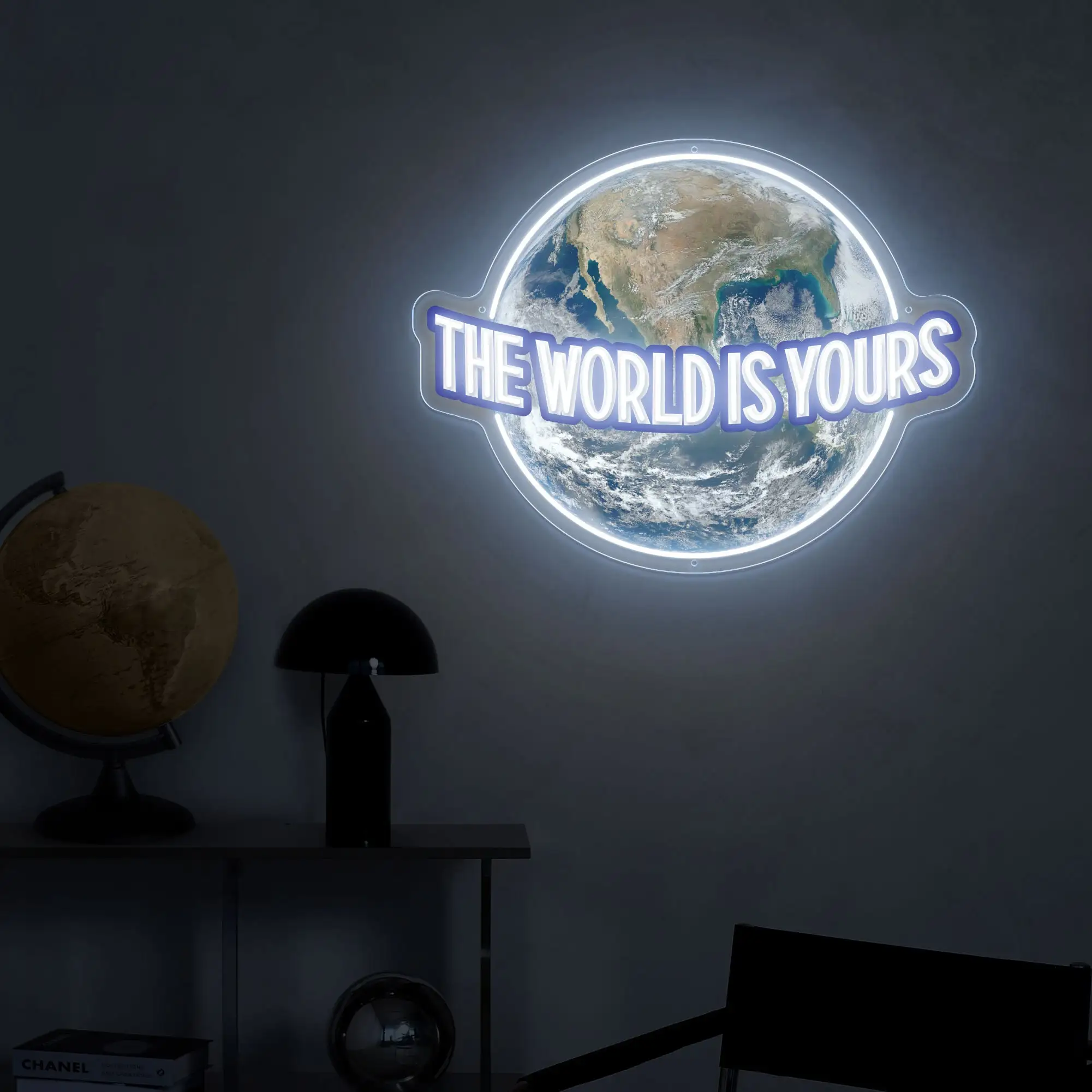 

The World is Yours Neon Sign Game Room Wall Art Decor UV Printed Neon for Teens Personalized Birthday Gifts Bedroom Bar Beer Sig