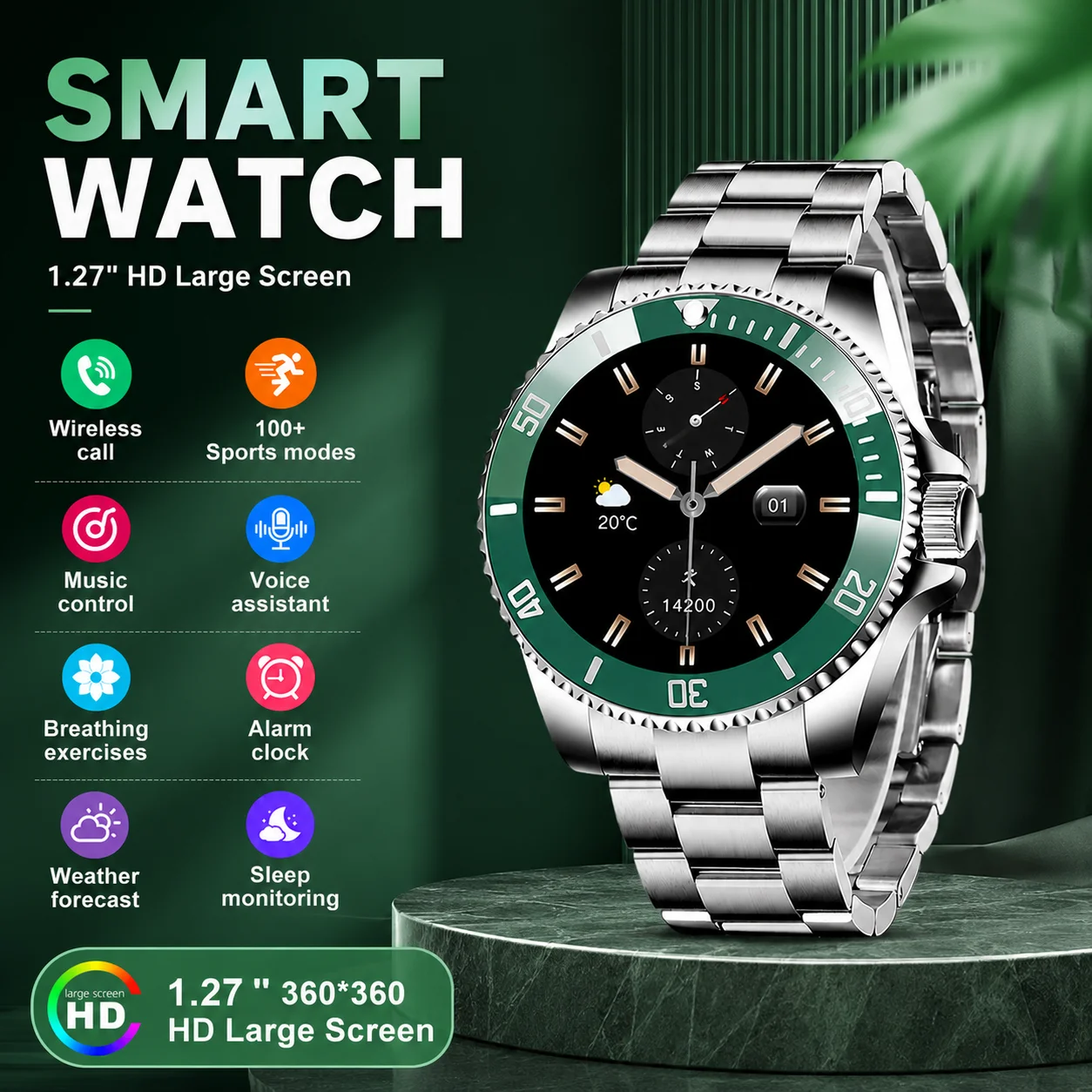 

2026 LIGE Smart Watch 1.27" HD Screen Waterproof 100+ Sports Modes Fitness Tracker Voice Assistant Wireless Calling smart watch