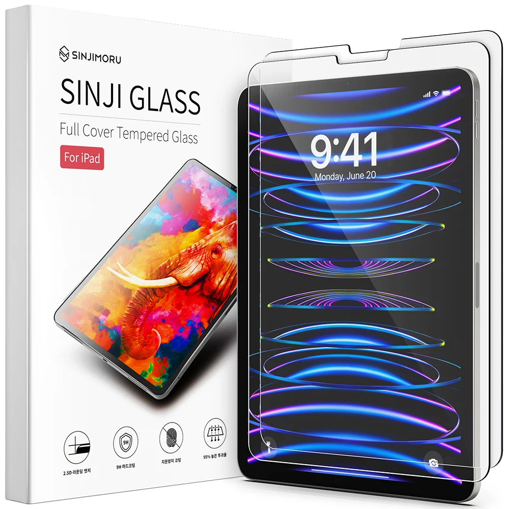 (Venta) Paquete de 2 protectores de pantalla de vidrio templado para iPad Pro 8 7 6 Mini 10 9 8a generación Protector de pantalla de cobertura total 12,9 10,9 10,2 9,7 8,3 7,9 pulgadas