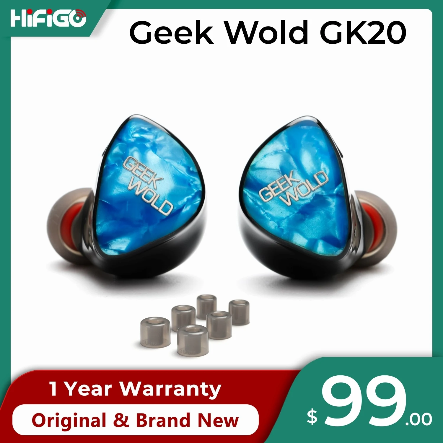 

2023 New Geek Wold GK20 IEMs 3BA + 2DD + 2PZT Hybrid Driver Earphones Music Earbuds Wired Headphone with 2Pin 4.4mm HiFi Cable