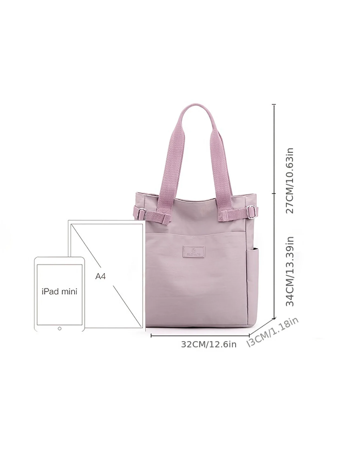 New women tote bag purple crossbody bag solid color large capacity simple student nylon hand bag