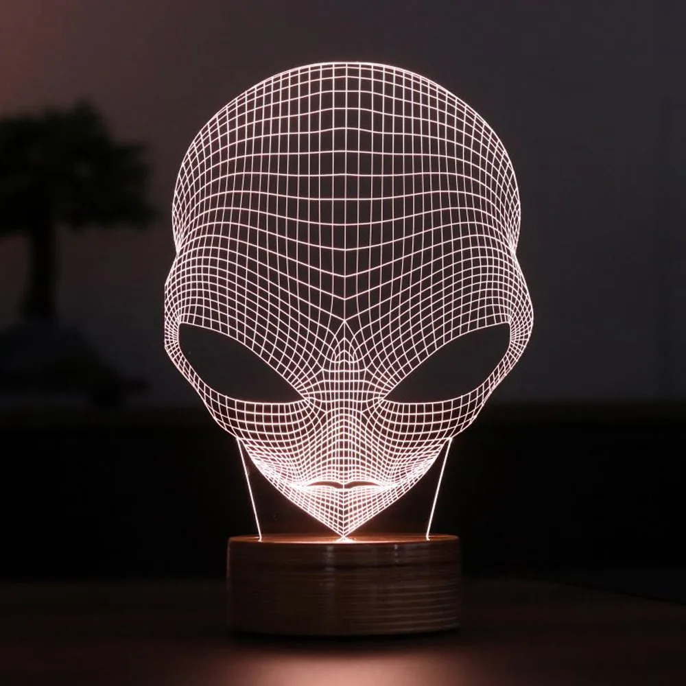 Alien 3D Illusion Acrylic LED Night Light Xmas Christmas Party Decoration Wedding Decoration Neon Sign Table Lamp Kids Room Gift