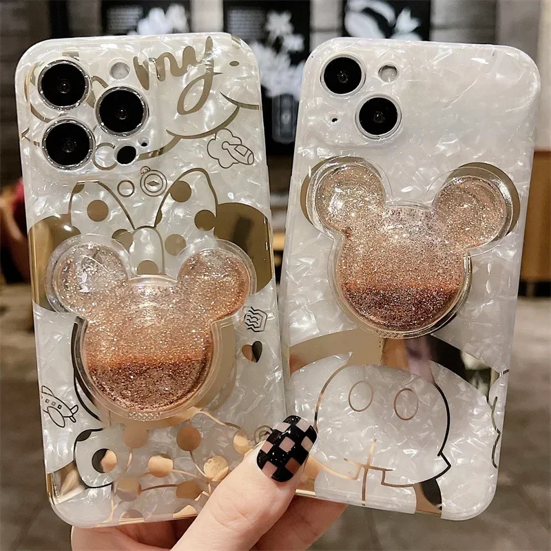 Disney Mickey Minnie mit Halter Soft Phone Case für iPhone 15 14 13 12 11 Pro max xr xs max 7 8 plus