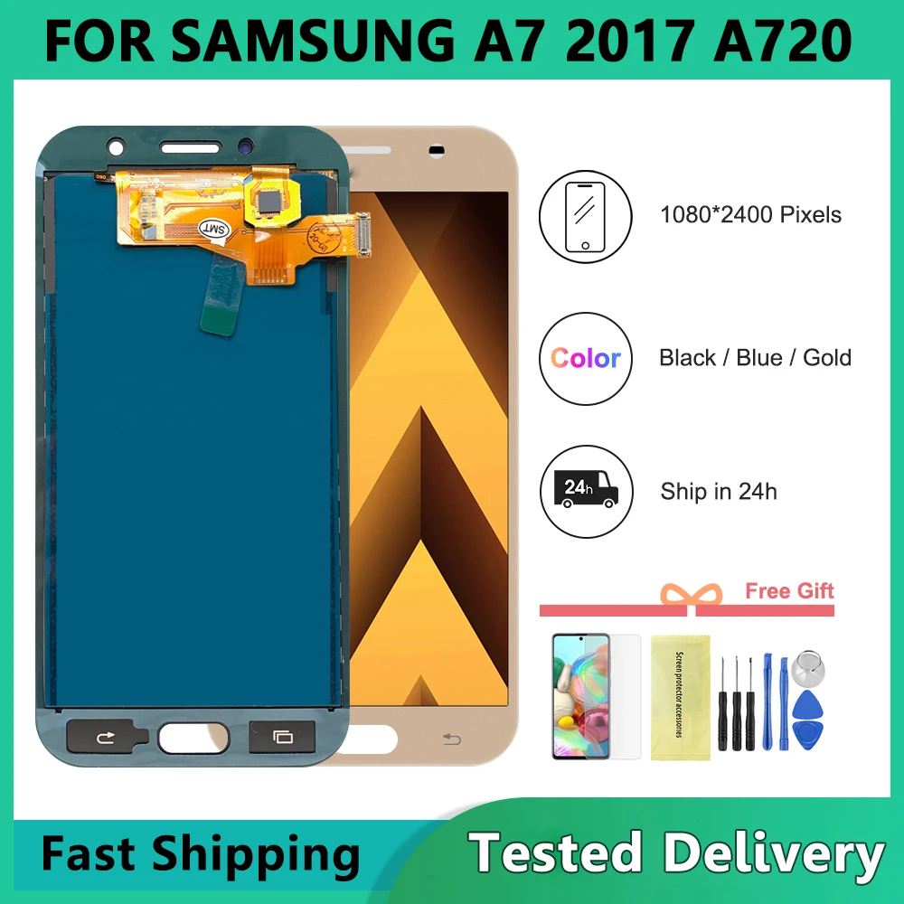 5.7 inch For Samsung A7 2017 display A720 A720F A720F/DS LCD Display touch Screen Digitizer A720F lcd Screen Adjust TFT