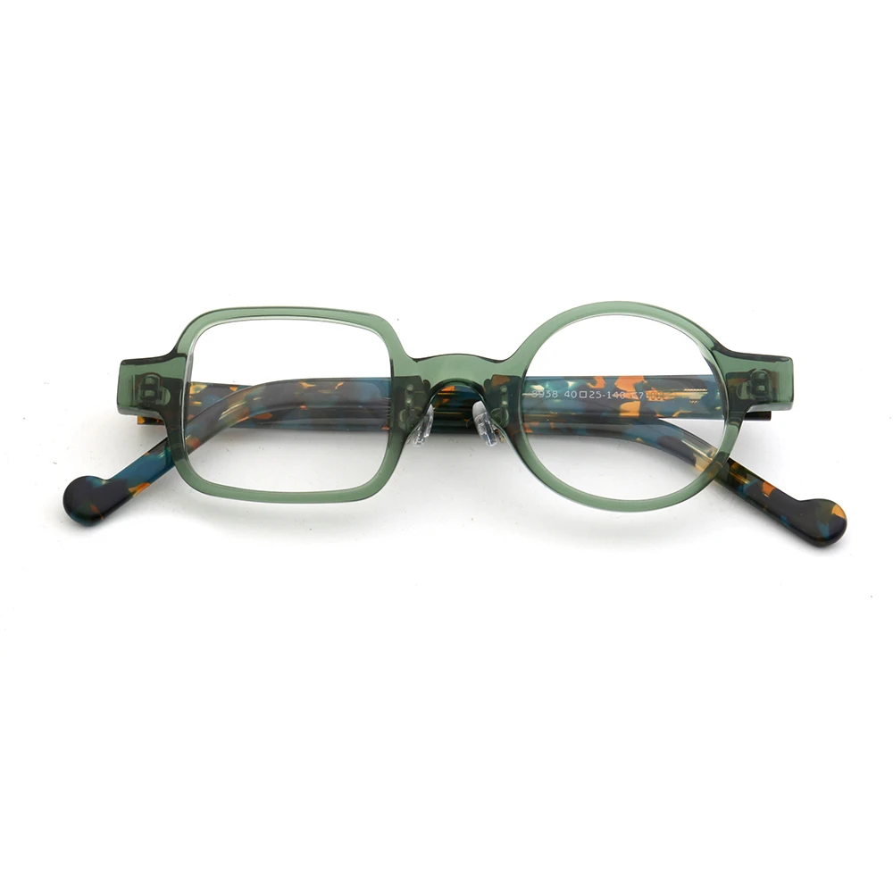 Women Round Glasses frame Men Square Crazy Nerd Mismatch Fashion Eyeglasses Frames Vintage Tortoise Eyeglass frame Rx Spectacles