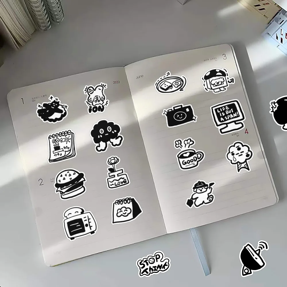 10/30/60PCS Stick Figure Black and White Cartoon Stickers Graffiti Decals DIY Laptop Notebook Suitcase Phone Sticker Kids Toys