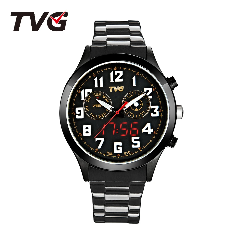 TVG brand watch New Luminous Owl LEDWater proof Business Casual Student Gift Dual display Sports Mature Double machine Tempered