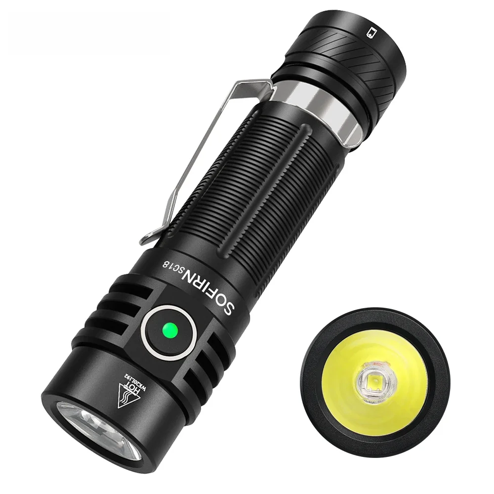 Sofirn SC18 1800lm EDC zaklamp USB C oplaadbare SST40 LED 18650 fakkel TIR Optics Lens lantaarn met vermogensindicator - afbeelding 2