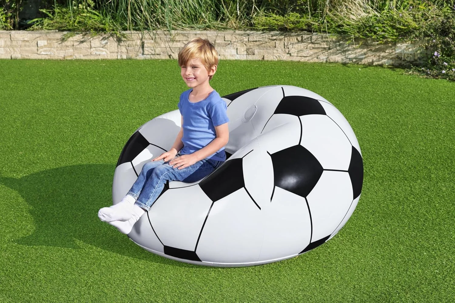 1pc Football Sofa Inflatable Chair Portable Lazy Couch Creative PVC Material Lightweight Compact Travel Beach Trip Park Festival