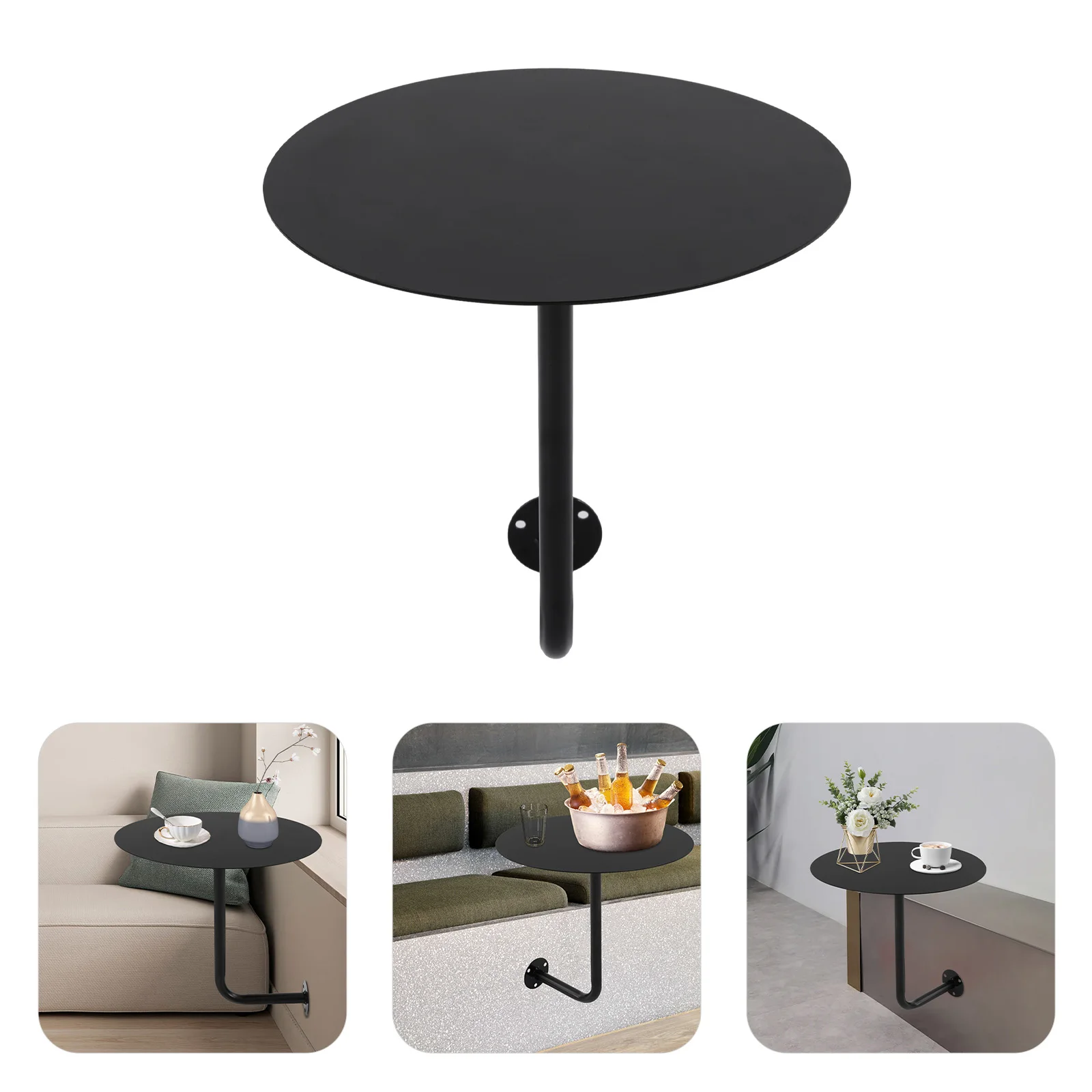 

Wall Mounted Round Coffee Table, Industrial Black Pub Table 33lb Capacity, Space Saving Bar Table for Home & Commercial Use