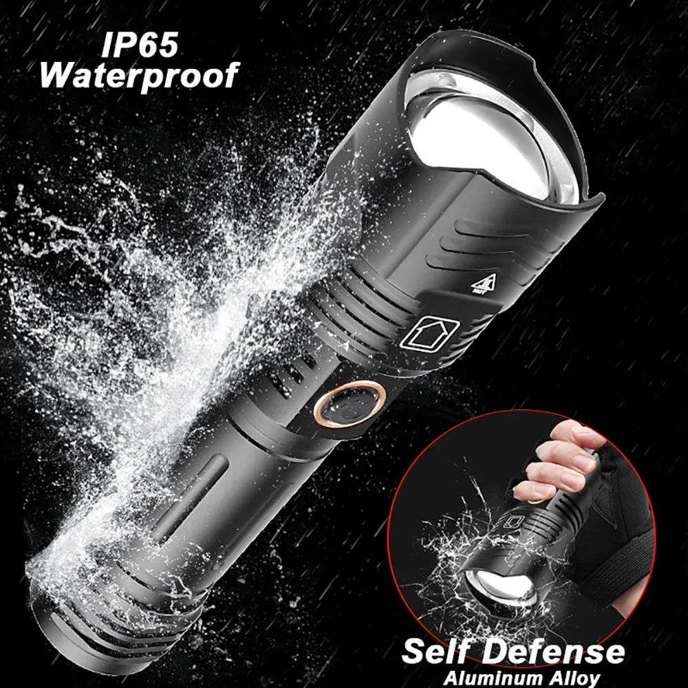 9000000LM NEW LED Flashlight XHP360 600W Tactical Flashlights USB Rechargeable Torch Light 6000Meter Shot Zoom Lantern Waterproo