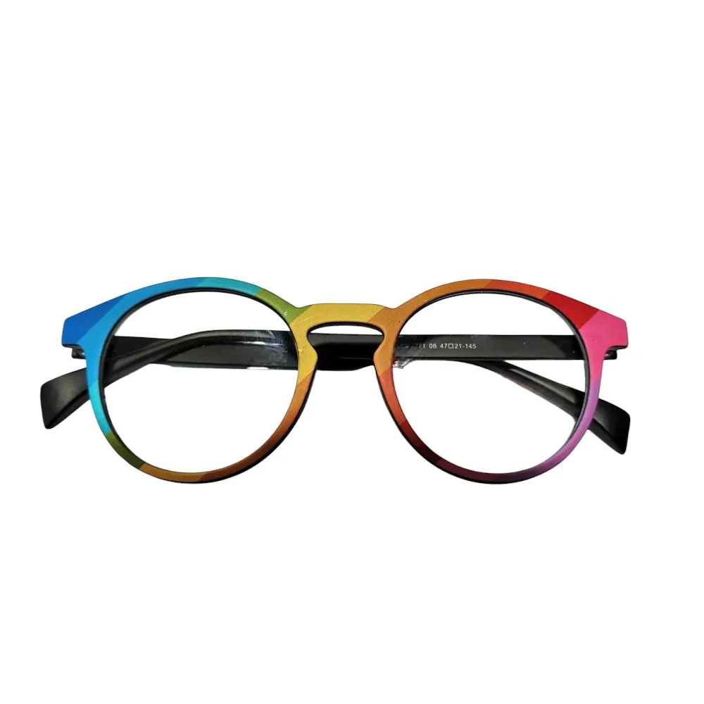 Vintage Women Round Glasses Frames Men Optical Eyeglass Frame TR90 Eyewear Fashionable Rainbow Prescription Eyewear Lightweight