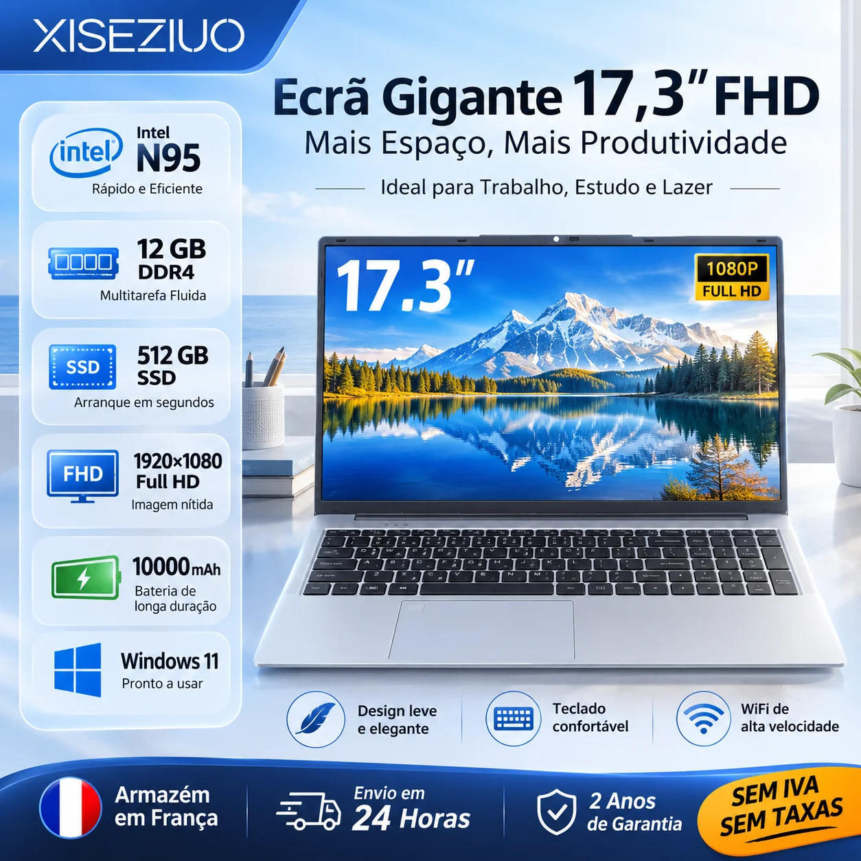 Portátil 17.3 pulgadas Intel N95 12GB 512GB SSD