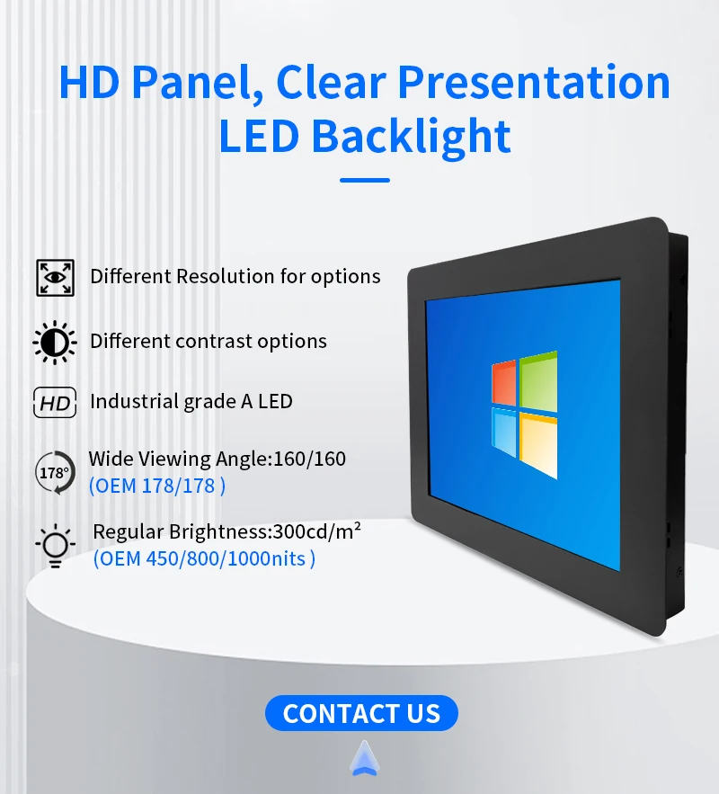 10.4 Inch Embedded Monitor Panel Mount Touch Screen Industrial IPS Display 1024*768 HDMI VGA Interface For Automation Equipment