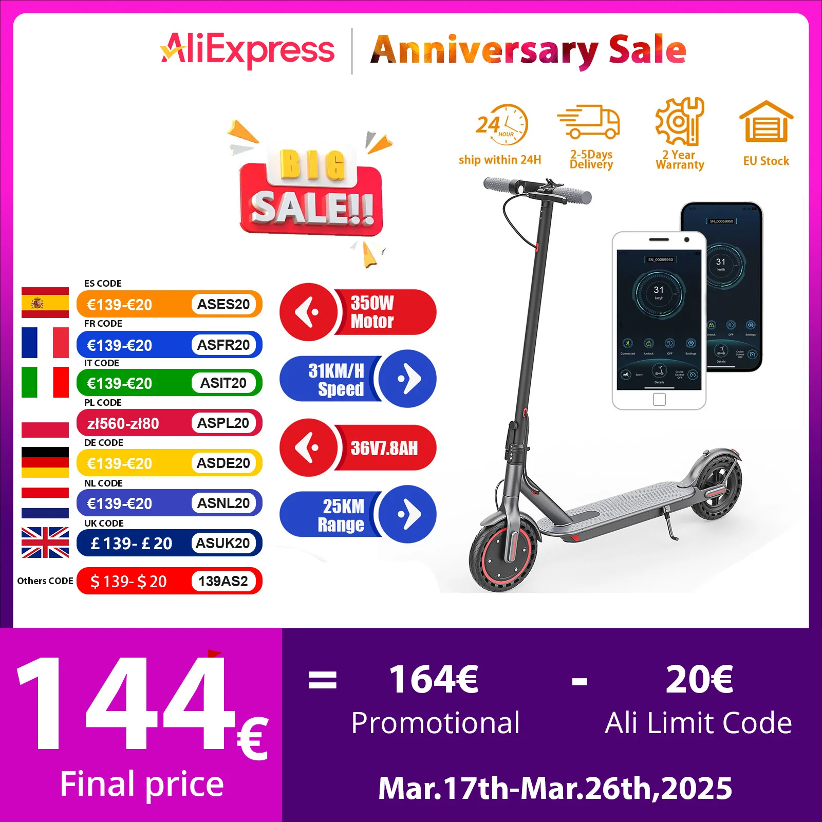 JUICEASE TX01 Electric Scooter for Adults 7.8Ah 350W Powerful Motor up to 31KM/H Speed Electric Scooter with APP 8.5 Inch Tire