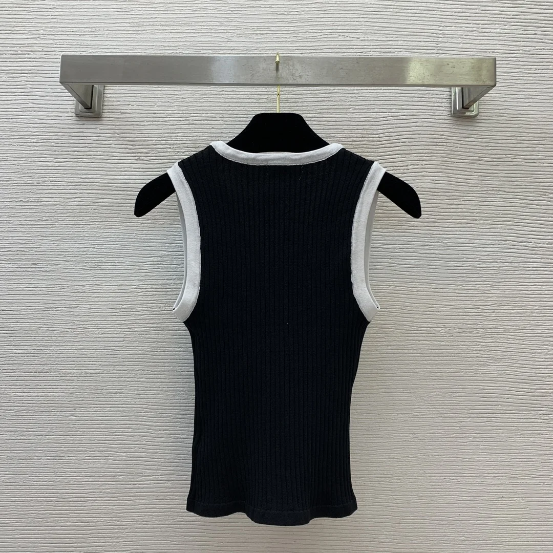 

2025 new black and white contrasting basic women's vest top