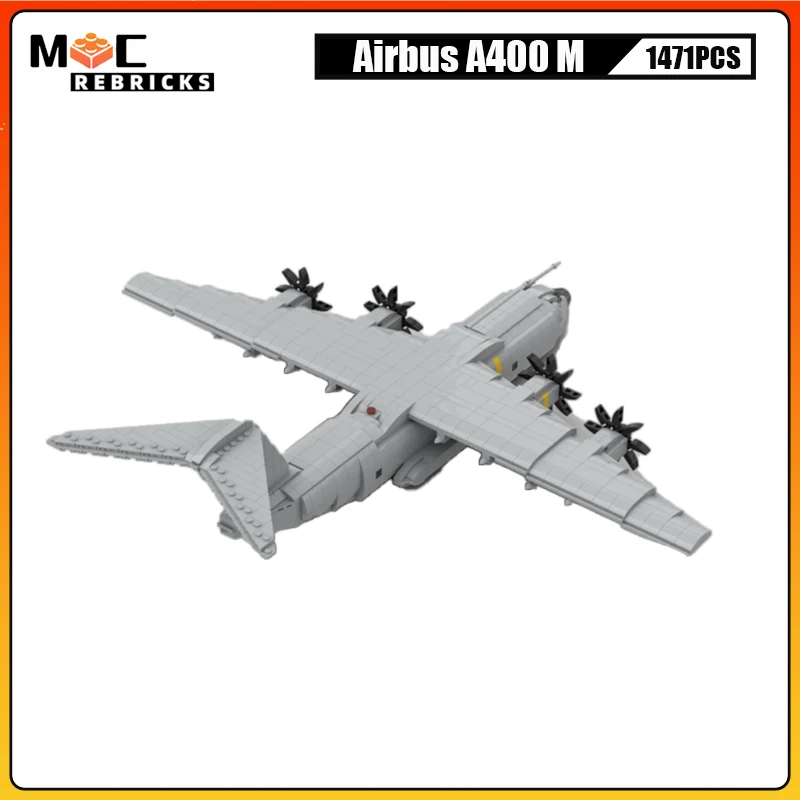 Military Air Force Transport Aircraft Airbus A400 M Atlas MOC Building Block Model DIY Plane Parts Assemble Brick Toys Kid Gifts