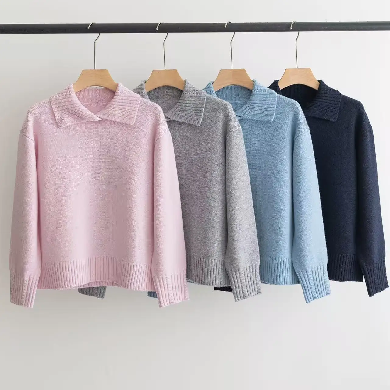 

Elegant winter women's high collar style casual cashmere-wool pullover