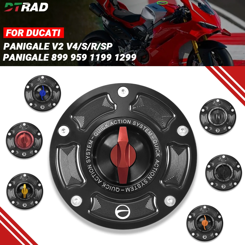 CNC Keyless Quick Fuel Tank Cover For Ducati Panigale V4 V2 899 959 1199 1299 Motorcycle Gas oline Plug Keyless Airbox Cap Parts