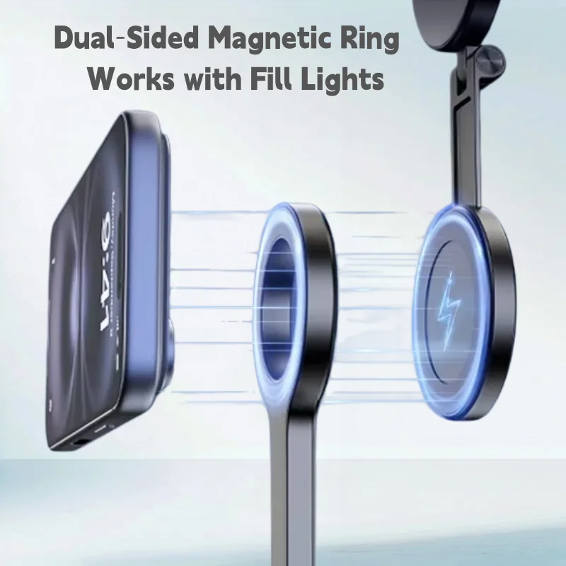 Magnetic Aluminum Alloy Selfie Stick Tripod 1830mm Auto‑Open Landing Telescopic Holder for Phone Action Camera Vlog Shooting