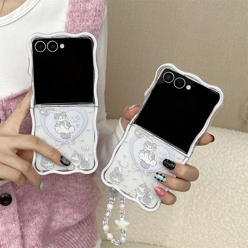 

Kawaii 3D Cat Ears Polka Dot Bear phone case for Samsung Galaxy Z Flip7 ZFlip5 6 zflip6 7FE flip4 3 Cover Shockproof Fundas Case