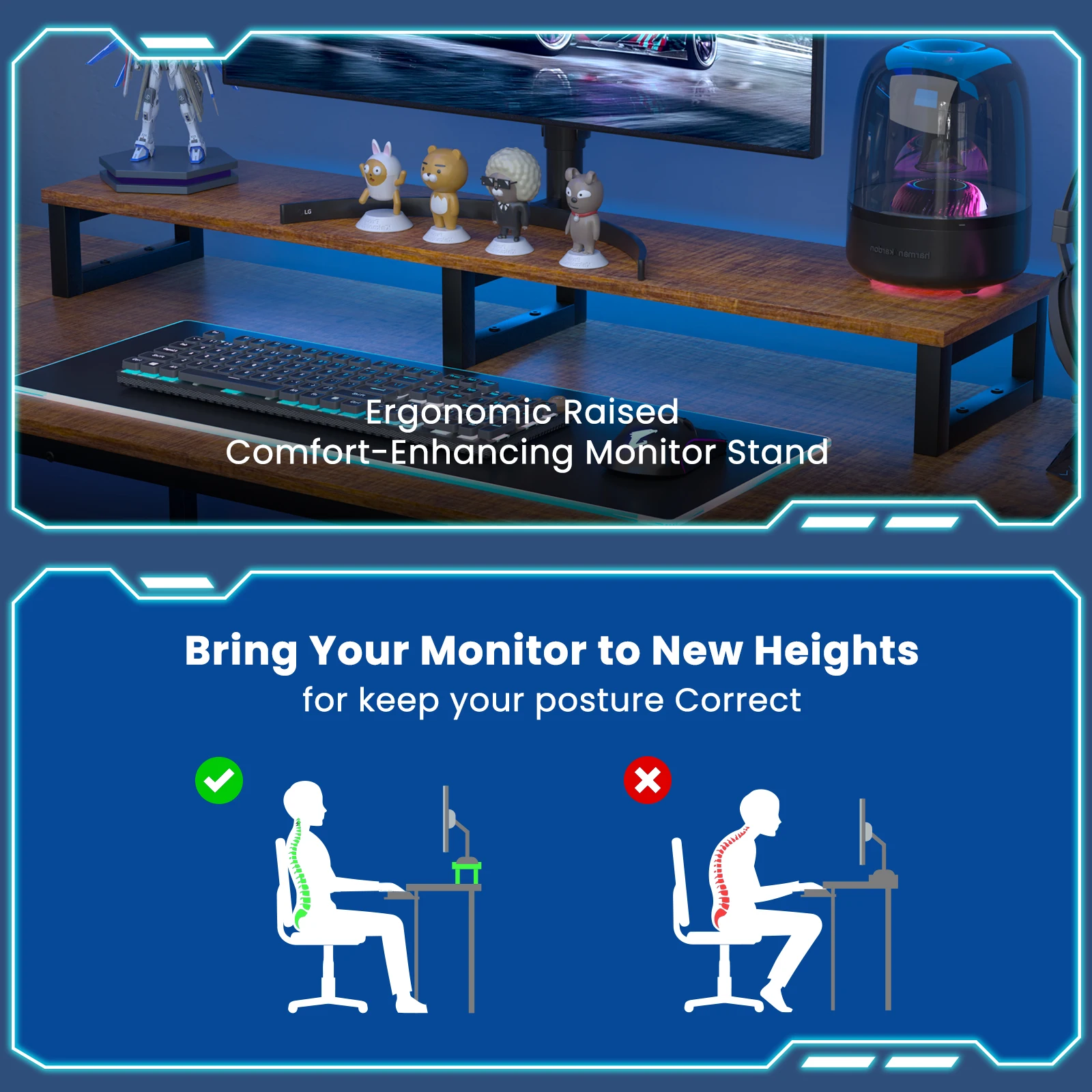 67 "l-förmiger Spieltisch, Computer tisch mit Steckdose-braun