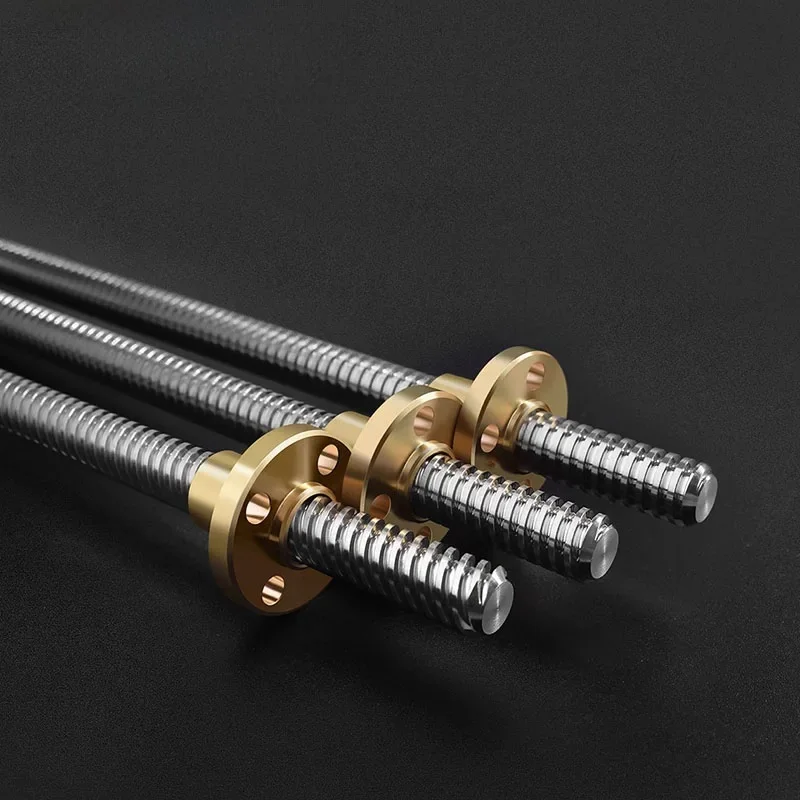 Śruba trapezowa T8, średnica zewnętrzna 8mm, skok 4mm/2mm/8mm, skok gwintu 2mm, długość 200mm 250mm 300mm 350mm 400mm 450mm 500mm, z nakrętką, do części 3D Reprap. — zdjęcie 2