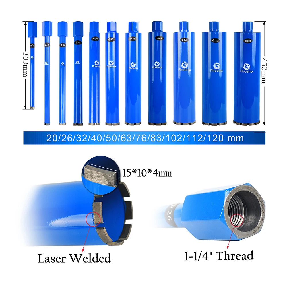 Raizi Kim Cương Lõi Lỗ Cưa Cho Tường Bê Tông Vòi Nước Điều Hòa 1-1/4 20-120 Mm Hàn Mũi Khoan Bê Tông