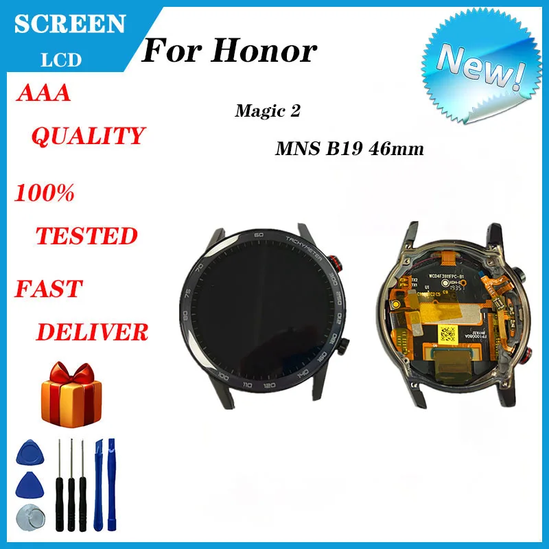 For Honor Watch Magic 2 46mm MNS-B19 MNS-B39 Smart Watch LCD Screen Assembly External Screen Repair + Touch