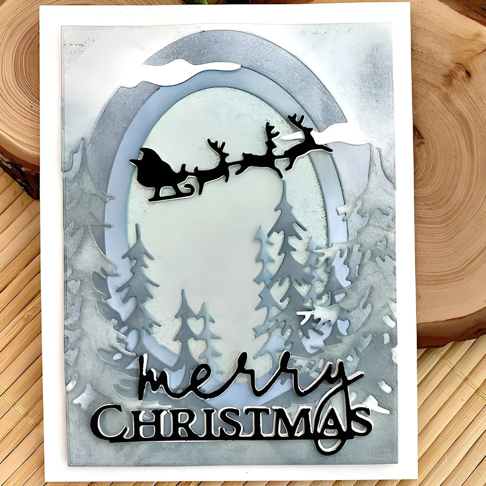 Multi-layered Christmas Theme Frame Metal Cutting Dies Xmas Tree Die-cuts Scrapbooking Stencil Template Gift Card DIY Home Decor