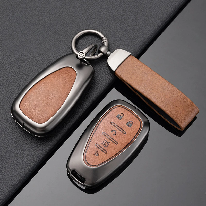 Retro Zinc Alloy Leather for Chevrolet Cruze Malibu Camaro 4 5 Button Car Key Case Cover Holder Fob Keychain Keyring Accessories