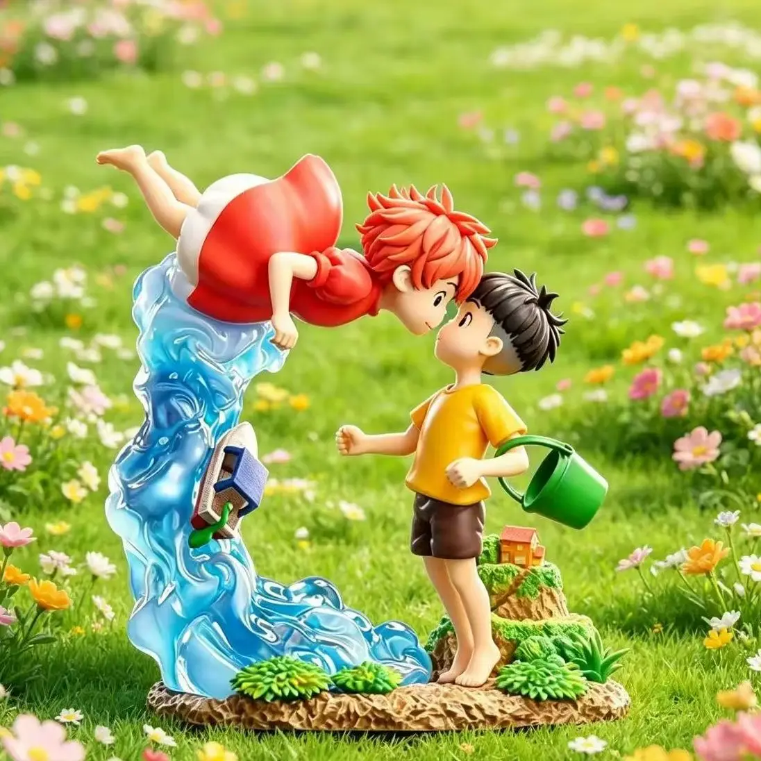 Modelos de juguetes de anime de Ponyo y Sosuke, juguetes de moda, figuras de anime, decoraciones de mesa y regalos de cumpleaños