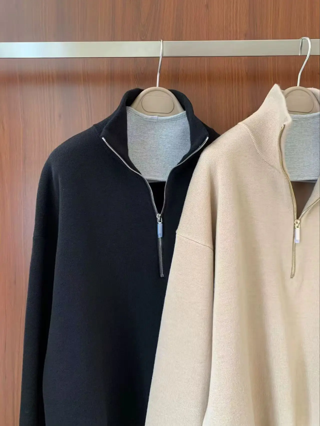 Autumn and Winter Casual Style Half-Zip Wool Knitted Sweater