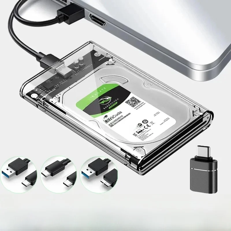 Obudowa zewnętrznego dysku twardego USB 3.0/Typ C 2,5 cala SATA na USB3.0 UASP Przezroczysta przenośna obudowa dysku twardego HDD bez użycia narzędzi — zdjęcie 2