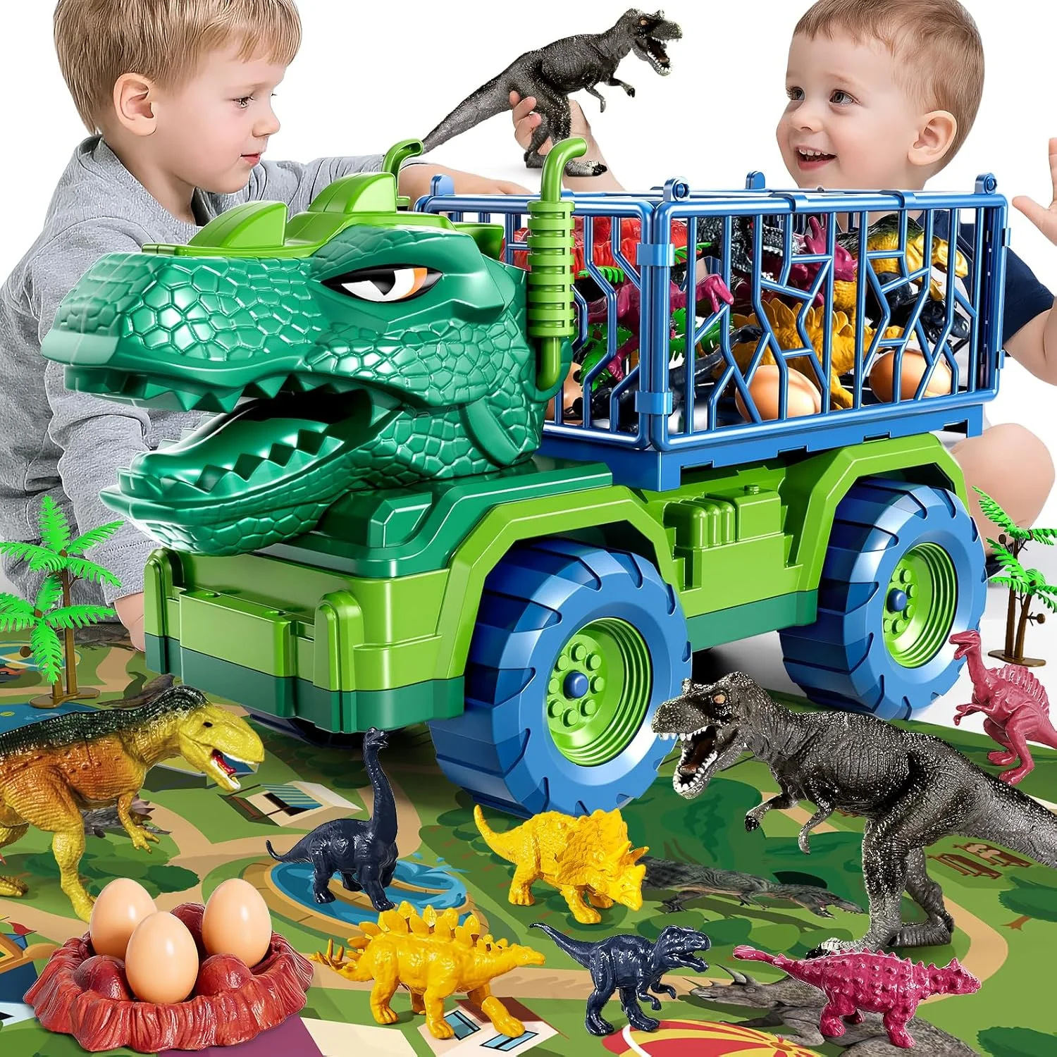 

Игровой набор «Динозавры-машинки» для детей 3-5 лет с 8 фигурками динозавров, игровым ковриком и аксессуарами, для мальчиков и девочек 5-7 лет
